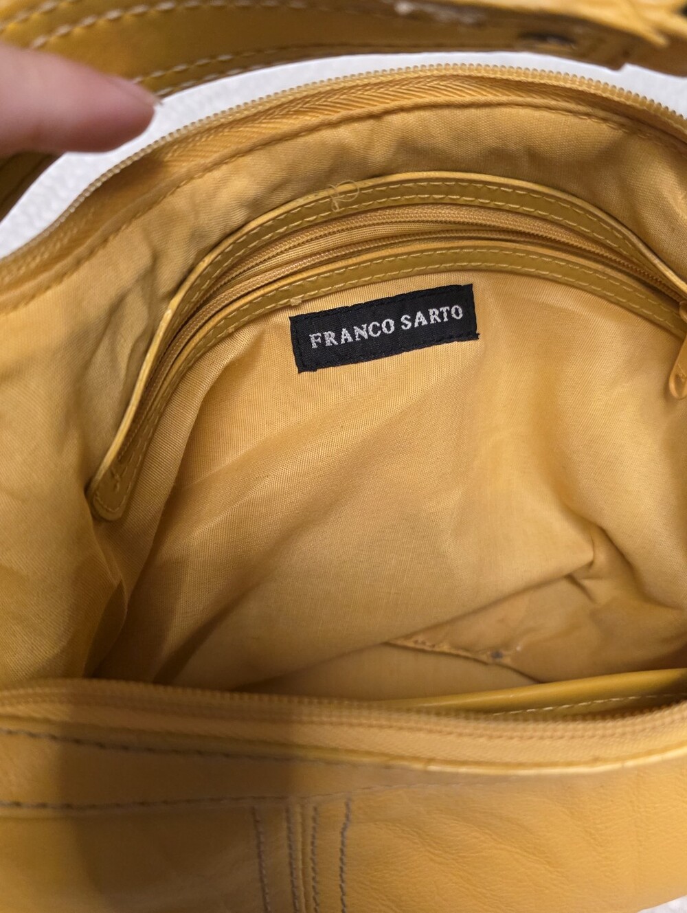 Franco Sarto Retro Yellow Leather Shoulder Bag Summer - Picture 5 of 10